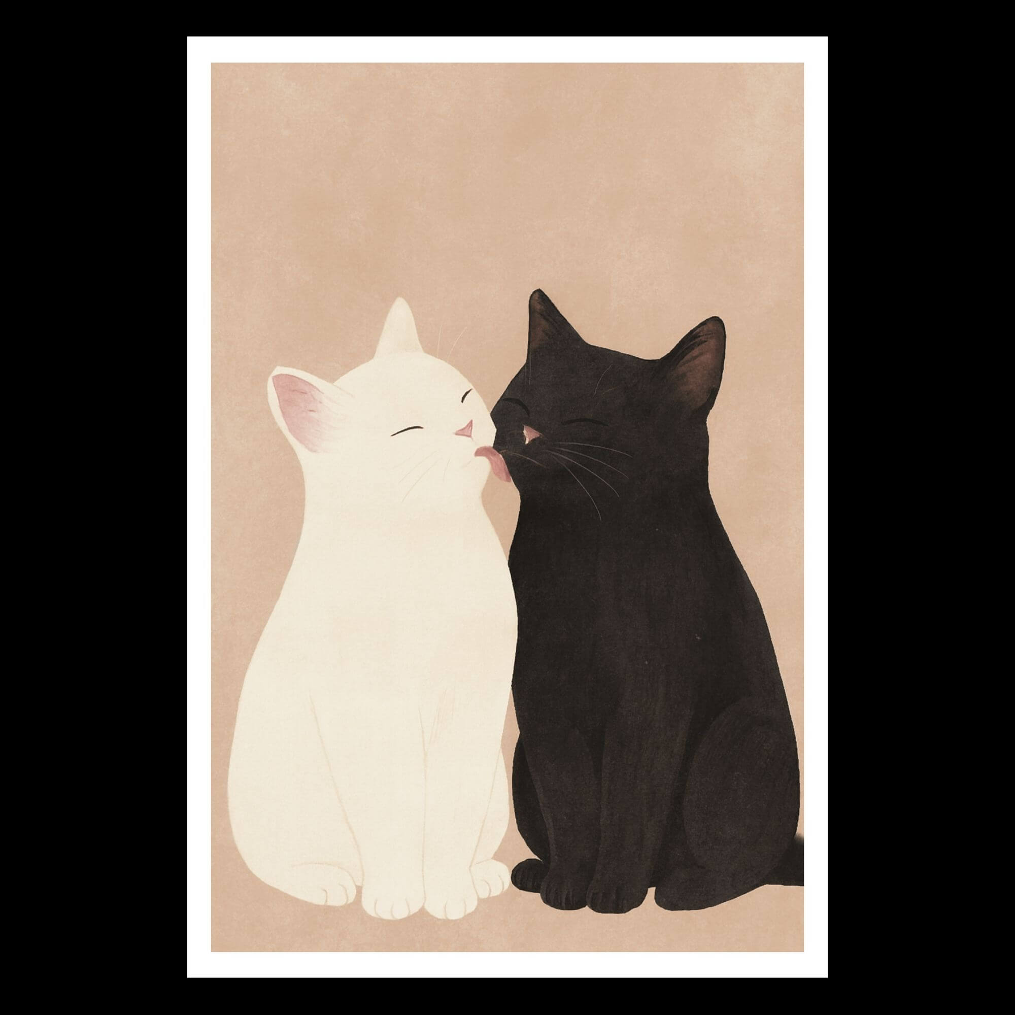 Black and White Cats Wall Art – Cute Cat Couple Illustration, Minimalist Pet Decor, Animal Lover Gift - Image 4