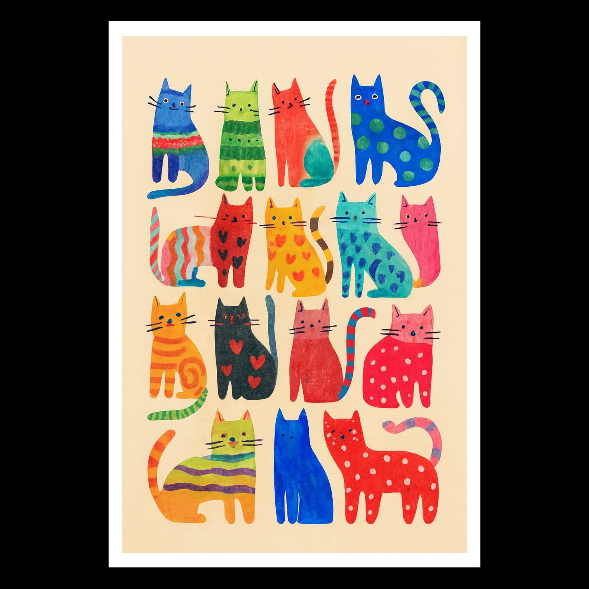 Colorful Cartoon Cat Wall Art – Whimsical Printable Decor for Kids Room, Nursery or Cat Lovers - Image 4