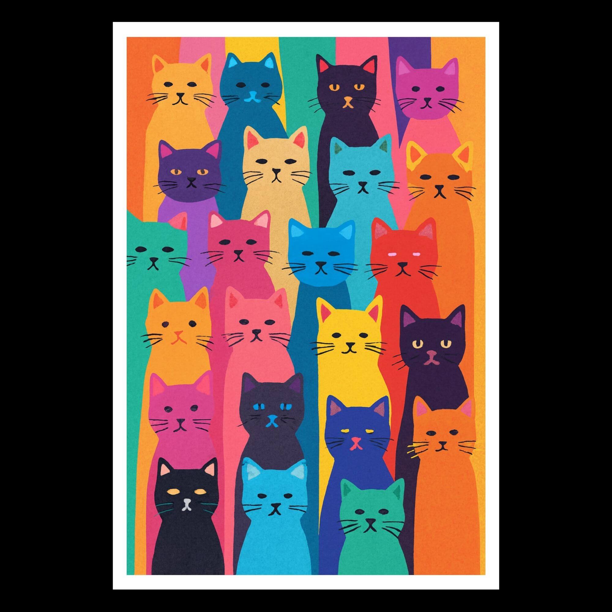 Colorful Cat Wall Art Print – Whimsical Pop Art Decor for Pet Lovers, Kids Room, or Gallery Wall - Image 4