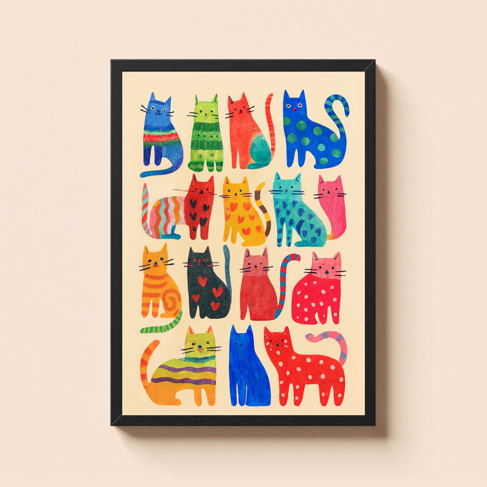 Colorful Cartoon Cat Wall Art – Whimsical Printable Decor for Kids Room, Nursery or Cat Lovers - Image 2