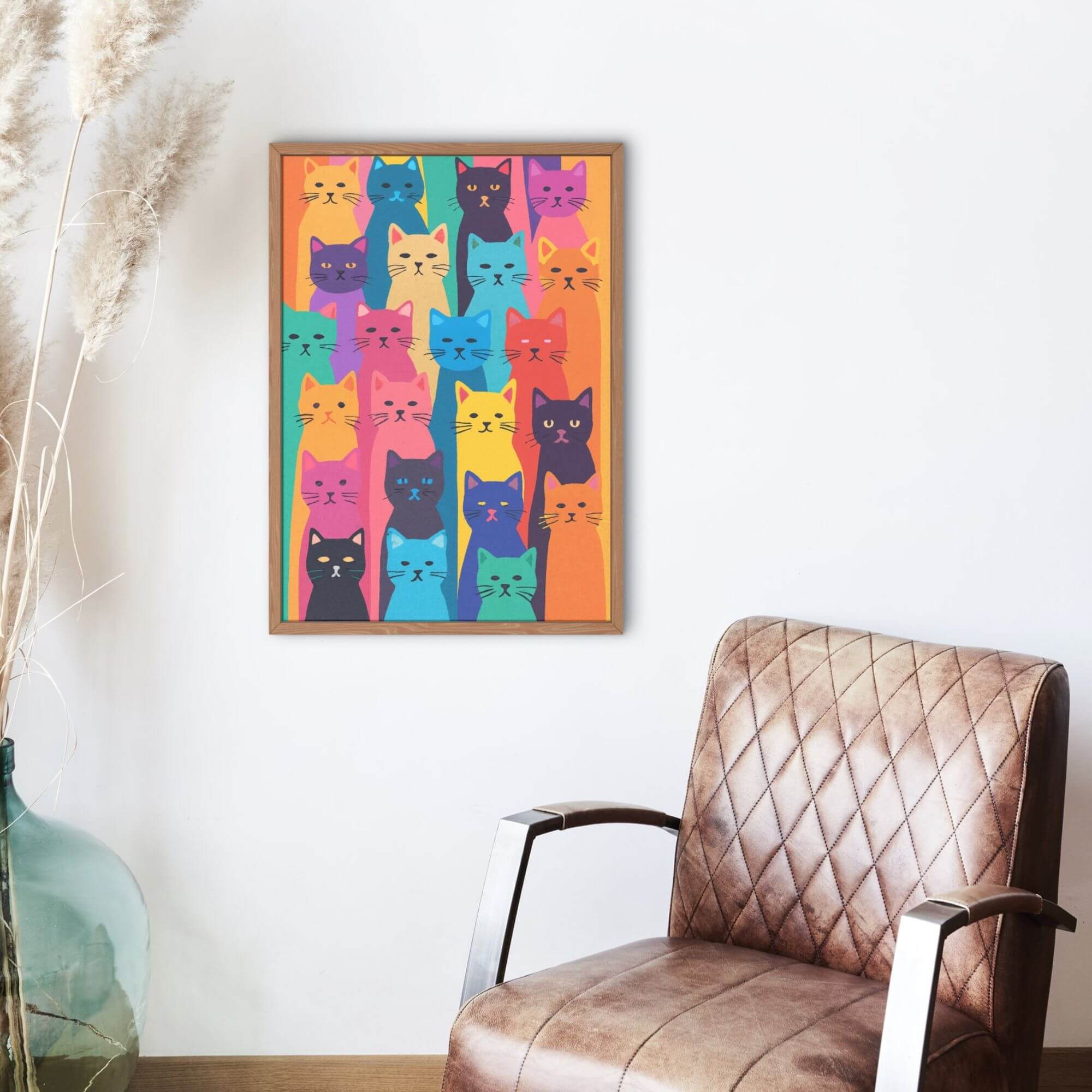 Colorful Cat Wall Art Print – Whimsical Pop Art Decor for Pet Lovers, Kids Room, or Gallery Wall - Image 3