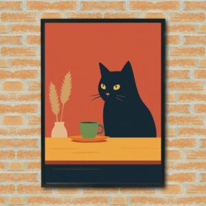 Minimalist Cat Line Art Print - Digital Download Wall Decor