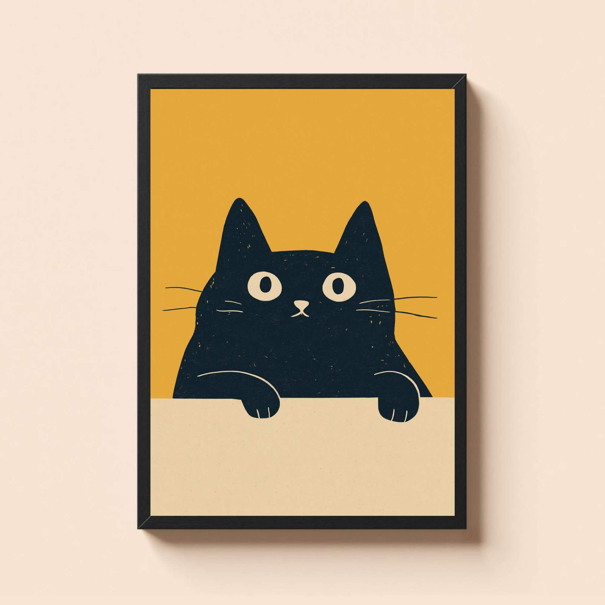 Minimalist Black Cat Wall Art, Modern Cat Illustration Print, Cute Cat Decor, Scandinavian Pet Artwork, Bold Cat Poster, Cat Lover Gift - Image 2