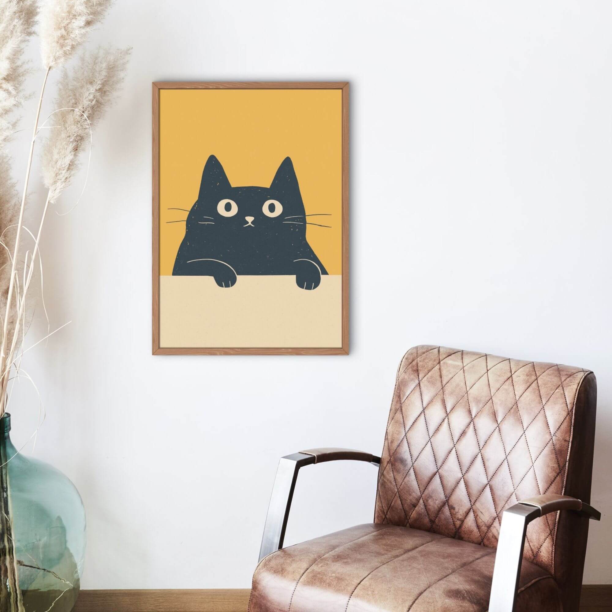 Minimalist Black Cat Wall Art, Modern Cat Illustration Print, Cute Cat Decor, Scandinavian Pet Artwork, Bold Cat Poster, Cat Lover Gift - Image 3